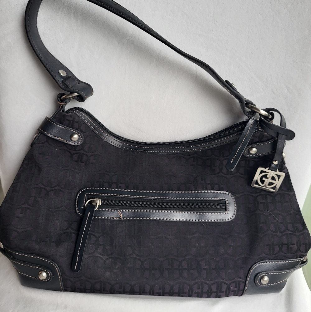 Giani Bernini Plum & Black Leather Purse 14.5 x 9 x 4.5